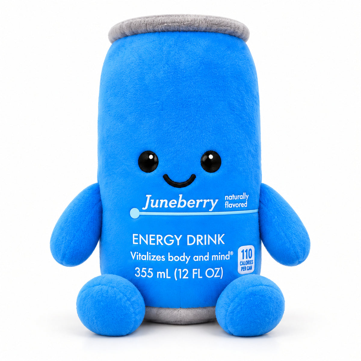 Juneberry - Sea Blue Edition energy drink can plush toy with smiling face