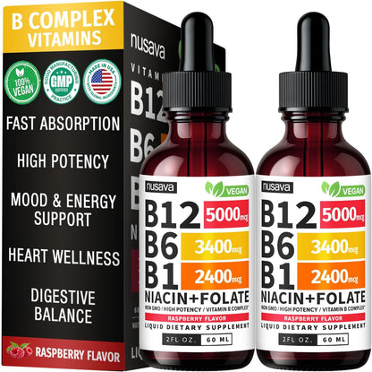Vitamin B12 Liquid Drops with B6, B1, Niacin & Folate