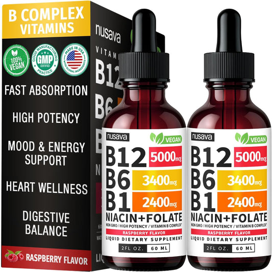 Vitamin B12 Liquid Drops with B6, B1, Niacin & Folate