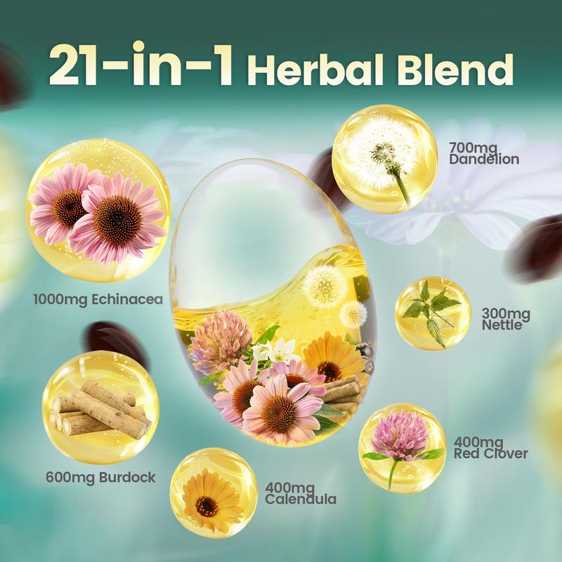 Lymphatic Drainage Support – 21-in-1 Advanced Botanical Formula | 240 Softgels