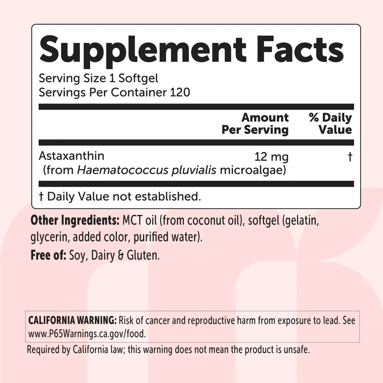 Astaxanthin  | 12mg | 120 Softgels