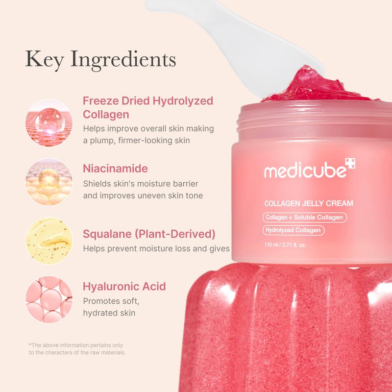 Collagen Jelly Cream with Niacinamide & Freeze-Dried Hydrolyzed Collagen for Skin Barrier Hydration & 24H Glow | Plumper, Firmer Looking Skin (3.71 fl. oz / 110 ml)