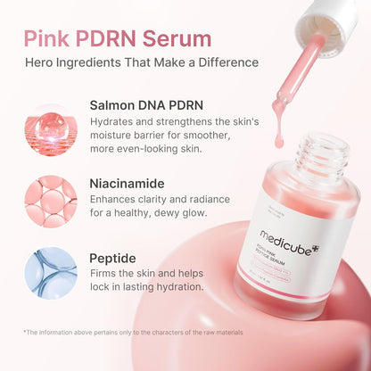 Salmon DNA PDRN Pink Peptide Serum – Hydrating & Firming Niacinamide Facial Serum for Dewy, Radiant Glow (30 ml / 1.01 fl. oz.)