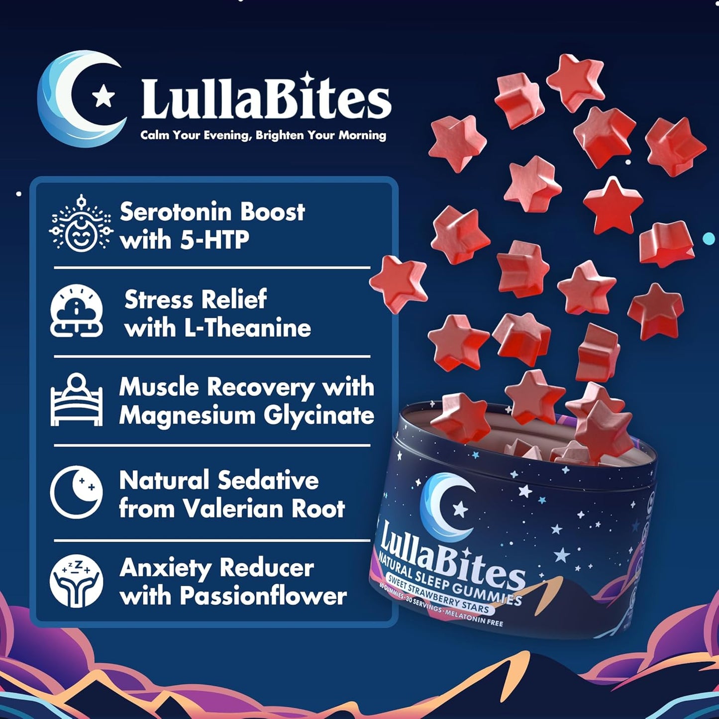 LullaBites Natural – Sweet Strawberry Flavor | 60 ct