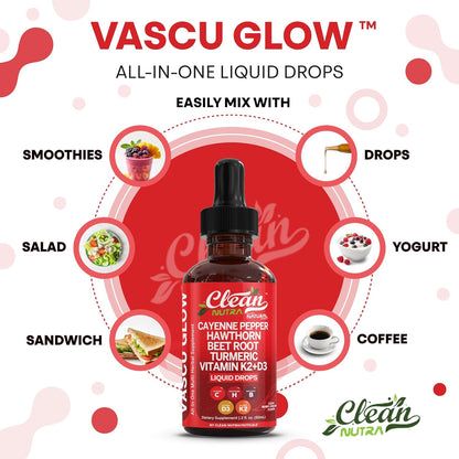 Liquid Extract – Cayenne, Hawthorn & Beet Root Blend | Vitamin D3 + K2 Complex | Berry Cinnamon Flavor