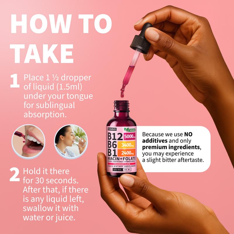 Vitamin B12 Liquid Supplement Drops with B6, B1