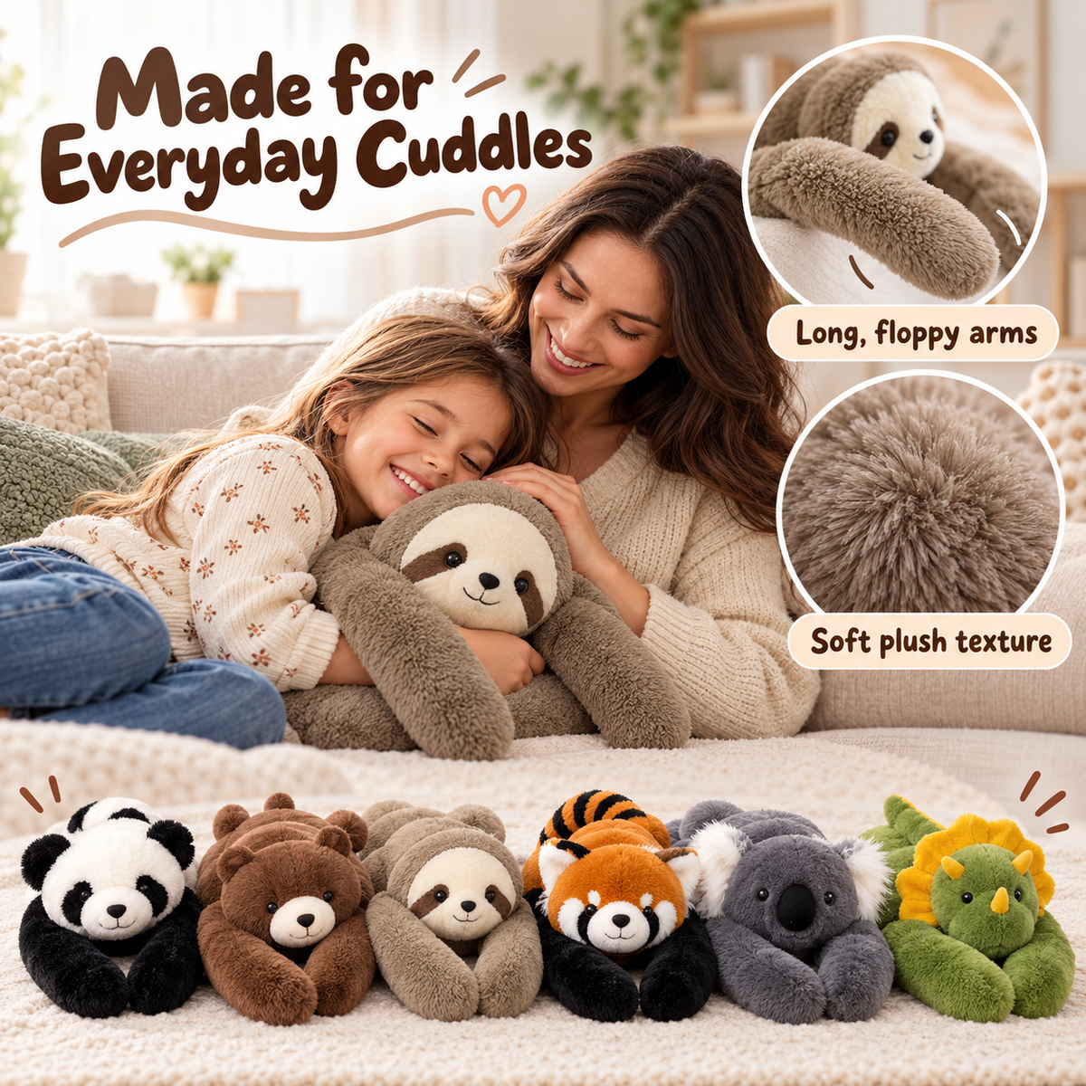 Cuddle Buddies | Long-Arm Animal Plush