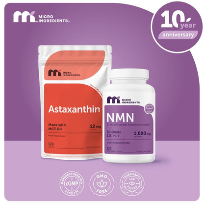 NMN Complex 1000mg & Astaxanthin 12mg Bundle – 120ct Capsules & Softgels | Premium Wellness Duo
